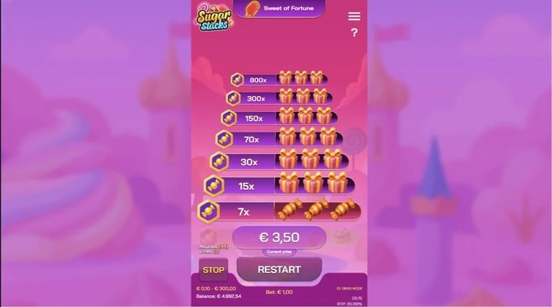Sugar Stacks - velká výhra po cash-out na nejvyšší úrovni věže
